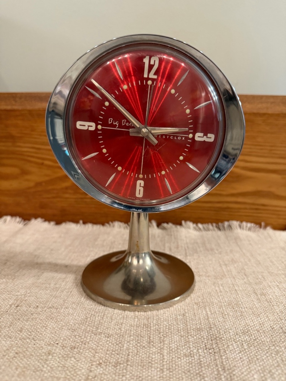 Vintage Westclox Big Ben red pedestal alarm clock